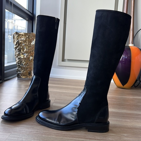 Jill Sander made in Italy leather & suede trim 8M(38) black riding boots - Picture 5 of 16